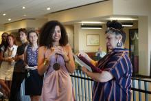 Student recieving award